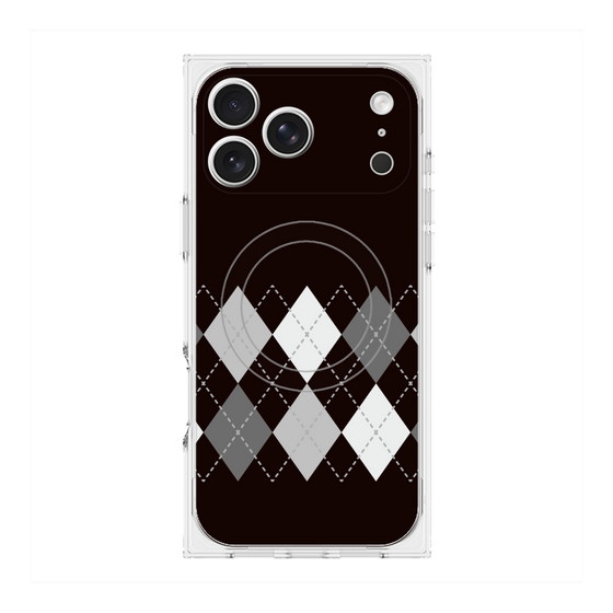 プレミアムスクエアケース with MagSafe［ Nordic Argyle - Black ］
