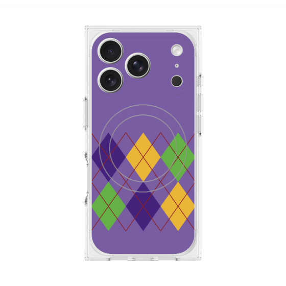 プレミアムスクエアケース with MagSafe［ Nordic Argyle - Purple ］