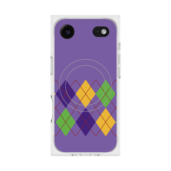 プレミアムスクエアケース with MagSafe［ Nordic Argyle - Purple ］