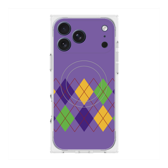 プレミアムスクエアケース with MagSafe［ Nordic Argyle - Purple ］