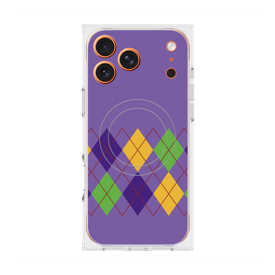 プレミアムスクエアケース with MagSafe［ Nordic Argyle - Purple ］