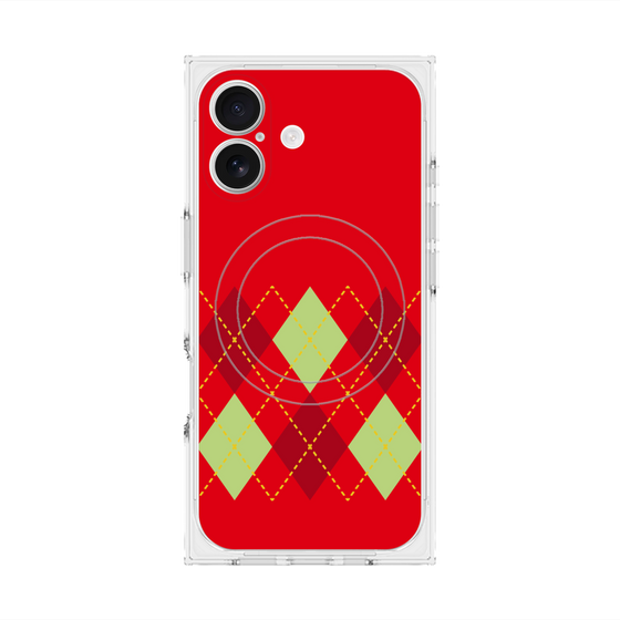 プレミアムスクエアケース with MagSafe［ Nordic Argyle - Red ］