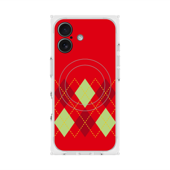 プレミアムスクエアケース with MagSafe［ Nordic Argyle - Red ］