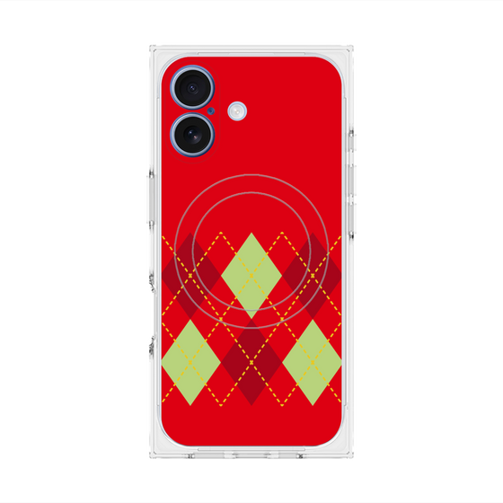 プレミアムスクエアケース with MagSafe［ Nordic Argyle - Red ］