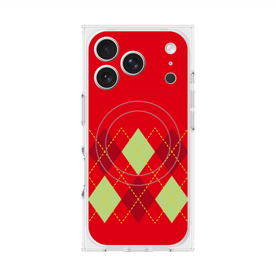 プレミアムスクエアケース with MagSafe［ Nordic Argyle - Red ］