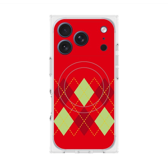 プレミアムスクエアケース with MagSafe［ Nordic Argyle - Red ］