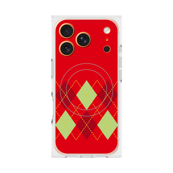プレミアムスクエアケース with MagSafe［ Nordic Argyle - Red ］