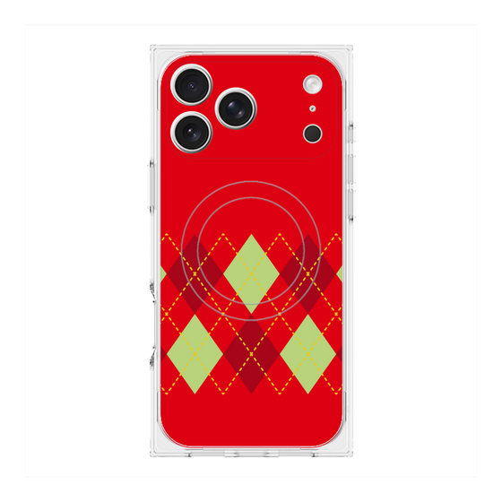 プレミアムスクエアケース with MagSafe［ Nordic Argyle - Red ］