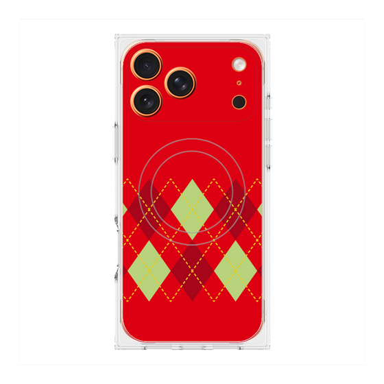 プレミアムスクエアケース with MagSafe［ Nordic Argyle - Red ］