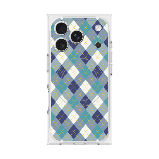 プレミアムスクエアケース with MagSafe［ Argyle - Blue ］