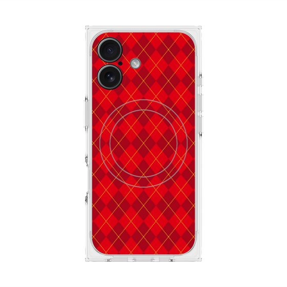 プレミアムスクエアケース with MagSafe［ Argyle - Red ］