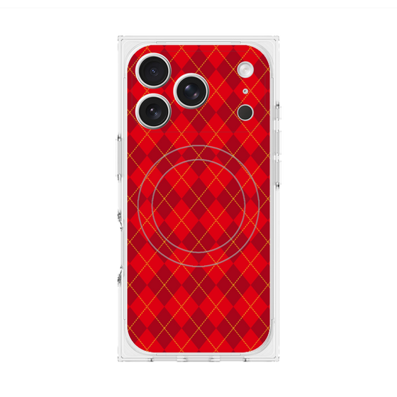 プレミアムスクエアケース with MagSafe［ Argyle - Red ］