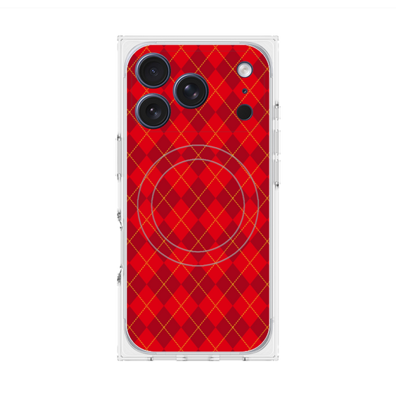 プレミアムスクエアケース with MagSafe［ Argyle - Red ］