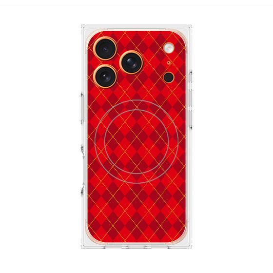 プレミアムスクエアケース with MagSafe［ Argyle - Red ］