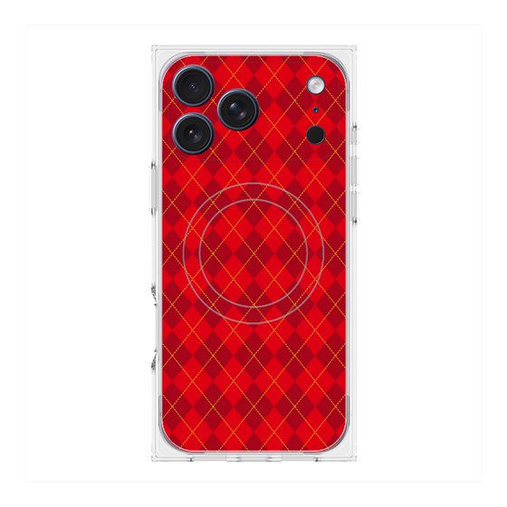 プレミアムスクエアケース with MagSafe［ Argyle - Red ］