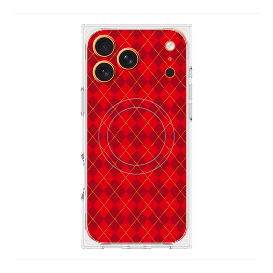 プレミアムスクエアケース with MagSafe［ Argyle - Red ］