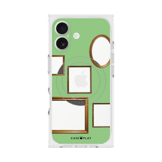 プレミアムスクエアケース with MagSafe［ Photo Frames - Light Green ］