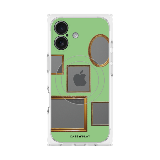 プレミアムスクエアケース with MagSafe［ Photo Frames - Light Green ］