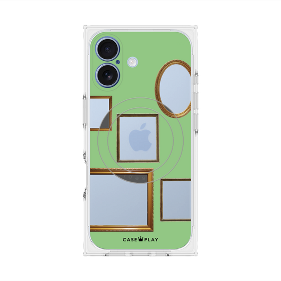 プレミアムスクエアケース with MagSafe［ Photo Frames - Light Green ］