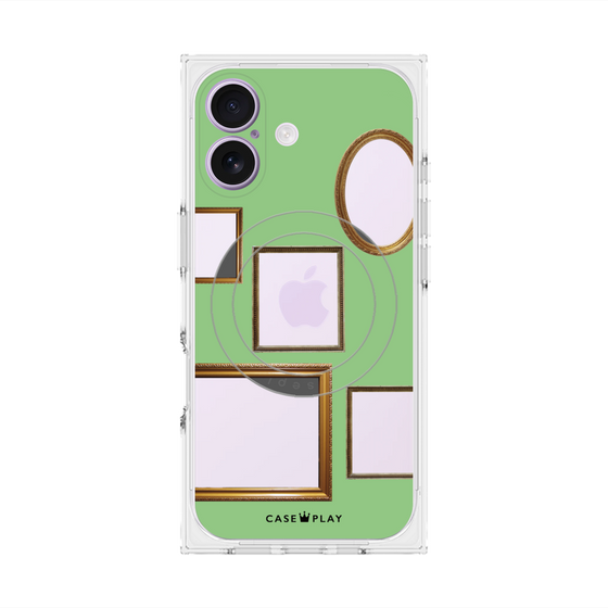 プレミアムスクエアケース with MagSafe［ Photo Frames - Light Green ］