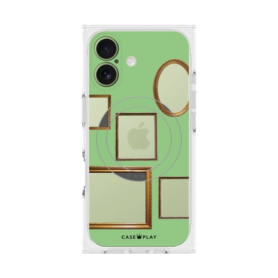 プレミアムスクエアケース with MagSafe［ Photo Frames - Light Green ］