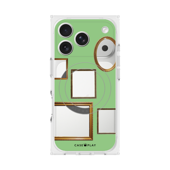プレミアムスクエアケース with MagSafe［ Photo Frames - Light Green ］