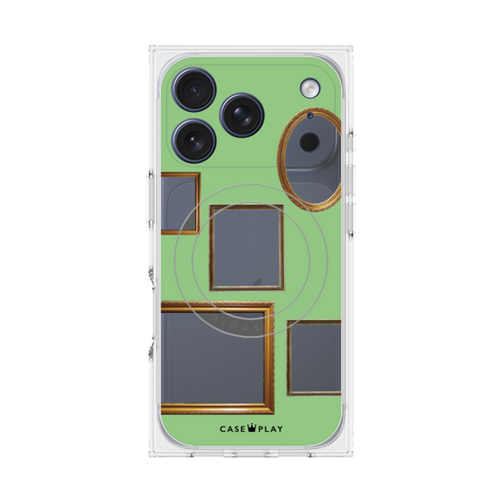 プレミアムスクエアケース with MagSafe［ Photo Frames - Light Green ］