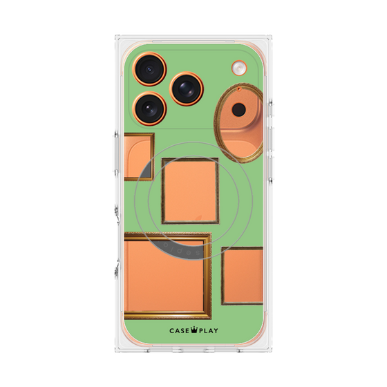 プレミアムスクエアケース with MagSafe［ Photo Frames - Light Green ］