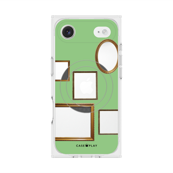 プレミアムスクエアケース with MagSafe［ Photo Frames - Light Green ］