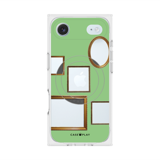 プレミアムスクエアケース with MagSafe［ Photo Frames - Light Green ］