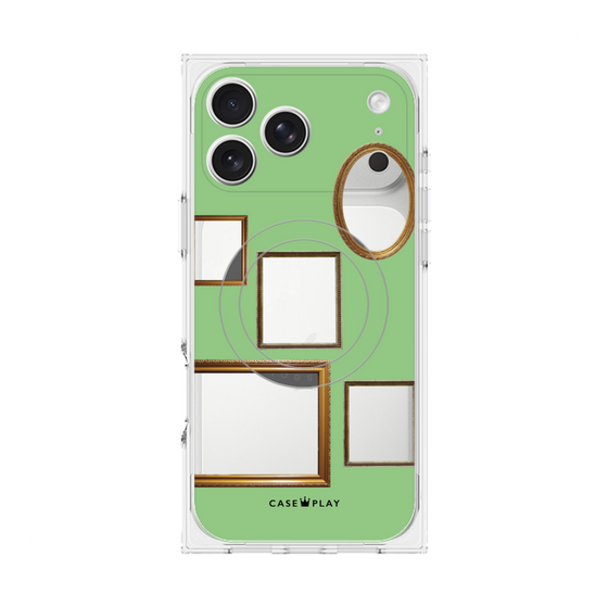 プレミアムスクエアケース with MagSafe［ Photo Frames - Light Green ］