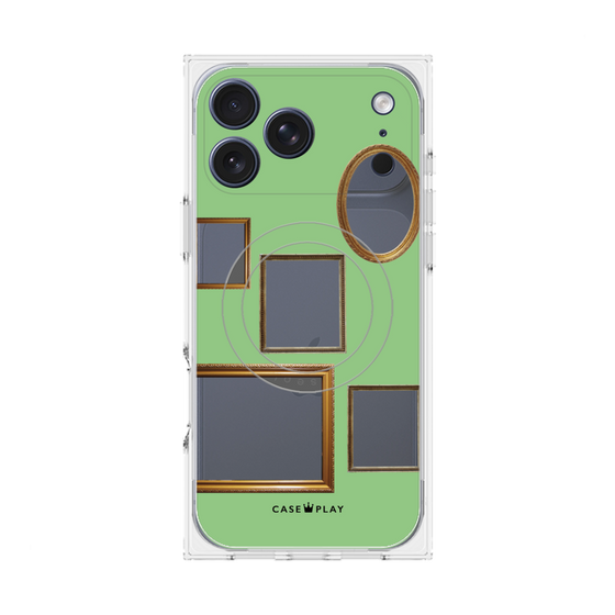 プレミアムスクエアケース with MagSafe［ Photo Frames - Light Green ］
