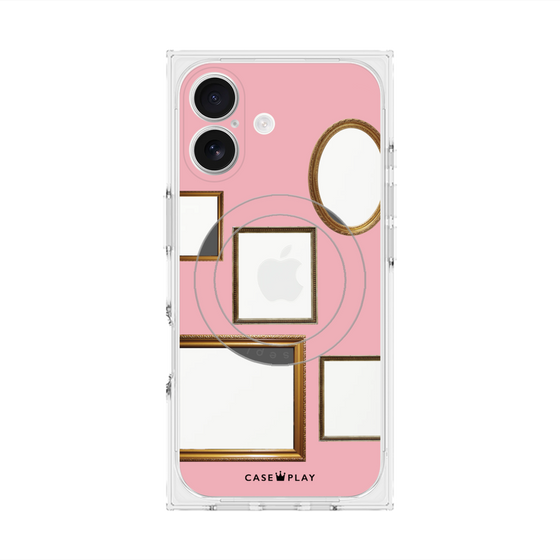 プレミアムスクエアケース with MagSafe［ Photo Frames - Pink ］