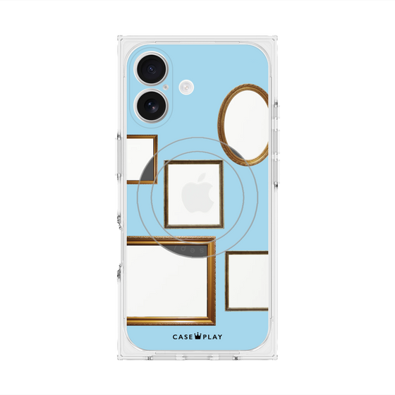 プレミアムスクエアケース with MagSafe［ Photo Frames - Light Blue ］