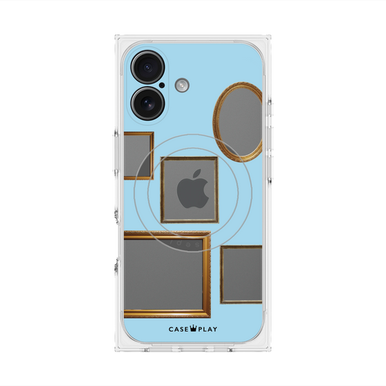 プレミアムスクエアケース with MagSafe［ Photo Frames - Light Blue ］