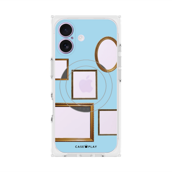 プレミアムスクエアケース with MagSafe［ Photo Frames - Light Blue ］