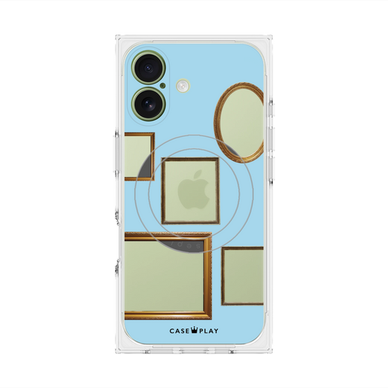 プレミアムスクエアケース with MagSafe［ Photo Frames - Light Blue ］