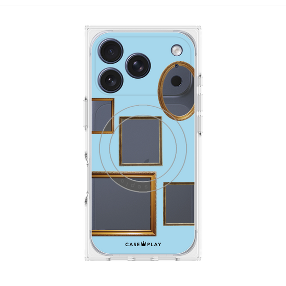 プレミアムスクエアケース with MagSafe［ Photo Frames - Light Blue ］