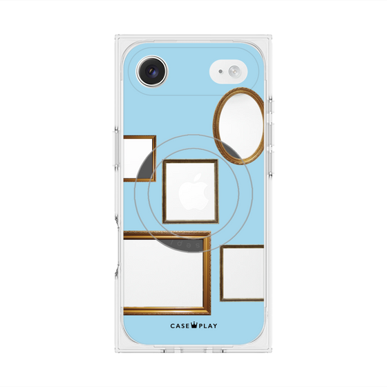 プレミアムスクエアケース with MagSafe［ Photo Frames - Light Blue ］