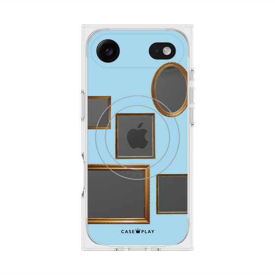 プレミアムスクエアケース with MagSafe［ Photo Frames - Light Blue ］