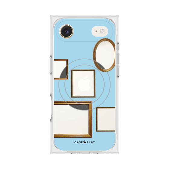 プレミアムスクエアケース with MagSafe［ Photo Frames - Light Blue ］