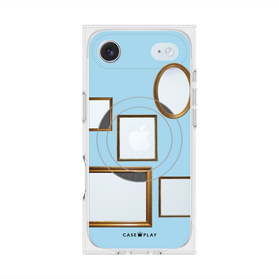 プレミアムスクエアケース with MagSafe［ Photo Frames - Light Blue ］