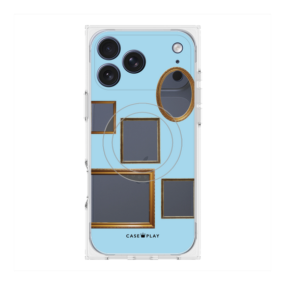 プレミアムスクエアケース with MagSafe［ Photo Frames - Light Blue ］