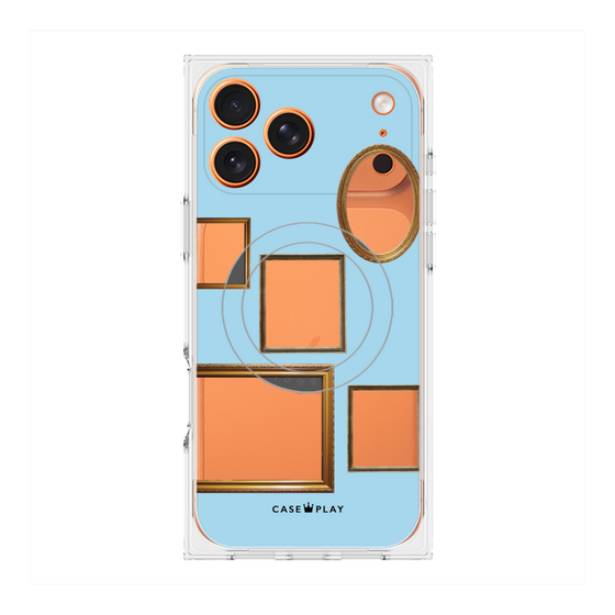 プレミアムスクエアケース with MagSafe［ Photo Frames - Light Blue ］