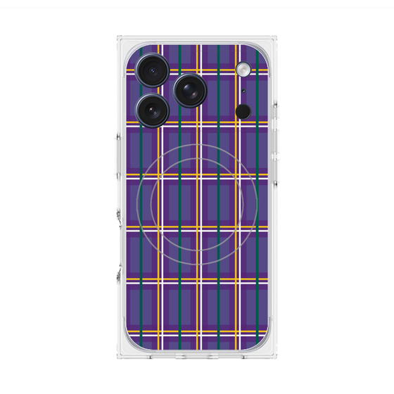 プレミアムスクエアケース with MagSafe［ Tartan Check - Purple ］