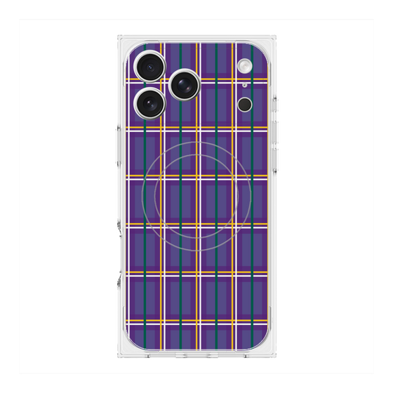 プレミアムスクエアケース with MagSafe［ Tartan Check - Purple ］