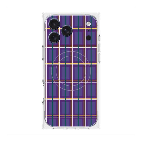 プレミアムスクエアケース with MagSafe［ Tartan Check - Purple ］