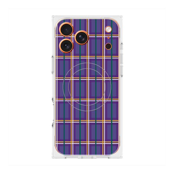 プレミアムスクエアケース with MagSafe［ Tartan Check - Purple ］