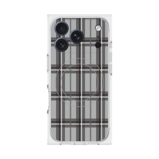 プレミアムスクエアケース with MagSafe［ Tartan Check - Gray ］