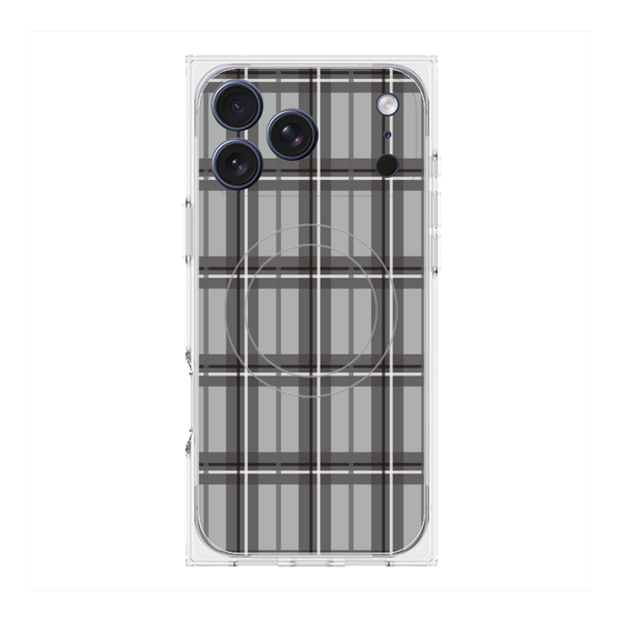 プレミアムスクエアケース with MagSafe［ Tartan Check - Gray ］
